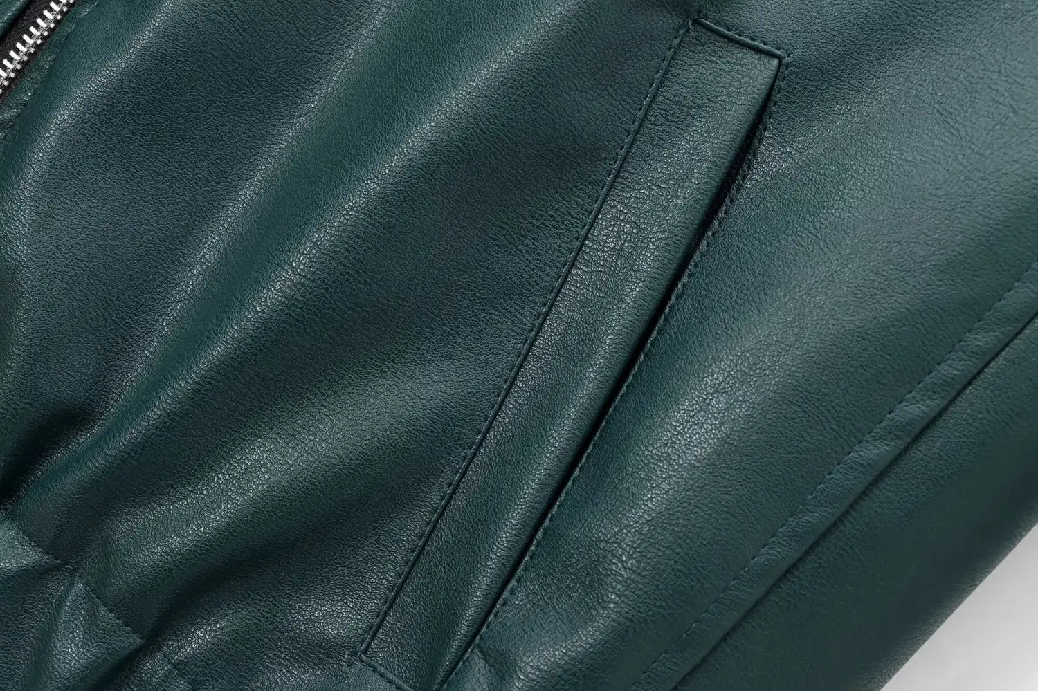 Women’s Lapel Long Sleeve Leather Coat