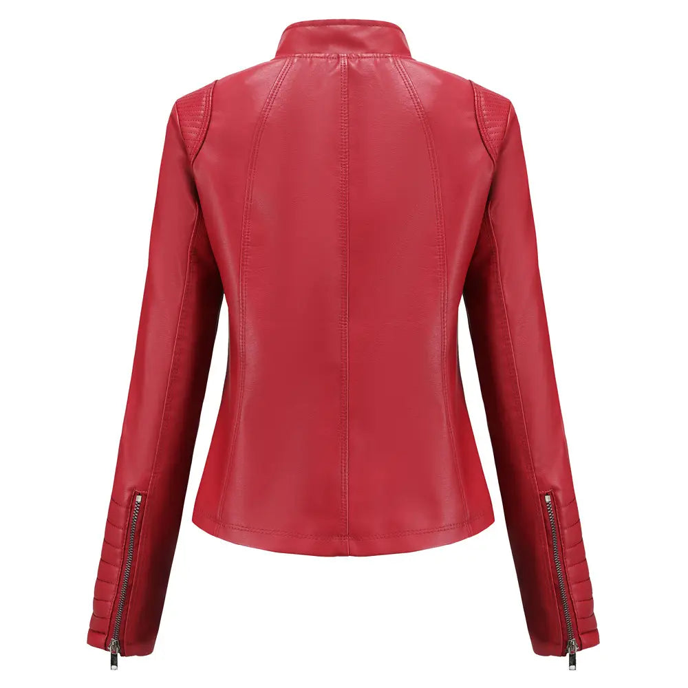 Women’s Leather Thin Motorcycle Clothing Short Chic Women’s Jacket