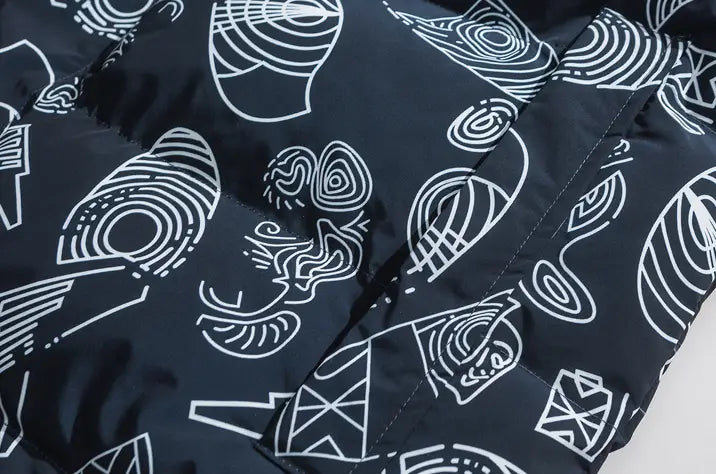Winter Fashion Brand Printed Stand-Collar Cotton Men’s National Trend