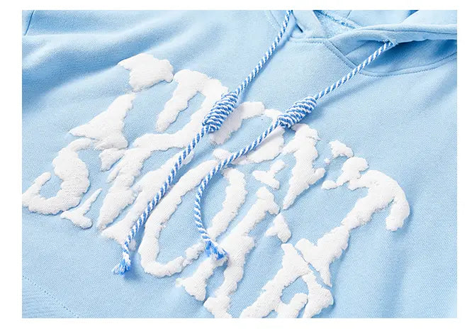 Blue Sky And White Clouds Three-dimensional Quit Smoking Logo Couple Sweater
