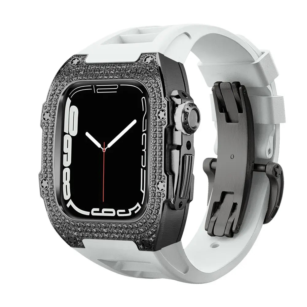 Diamond Encrusted Black Shell Silver Rose Gold Strap Collection