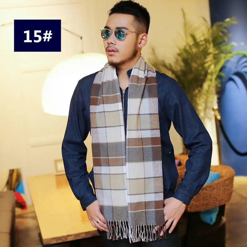 Men’s Fashion Casual Warm Plaid Scarf
