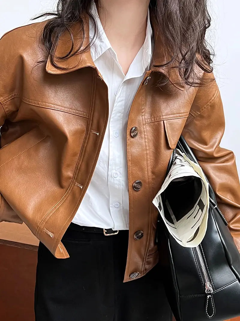 Women’s Fall Lapels Motorcycle Short Jacket