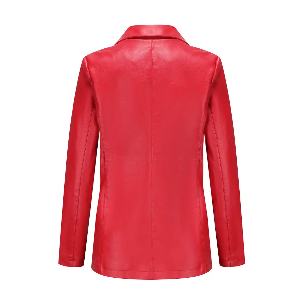 Single Button Commute Leisure Solid Color Leather Coat