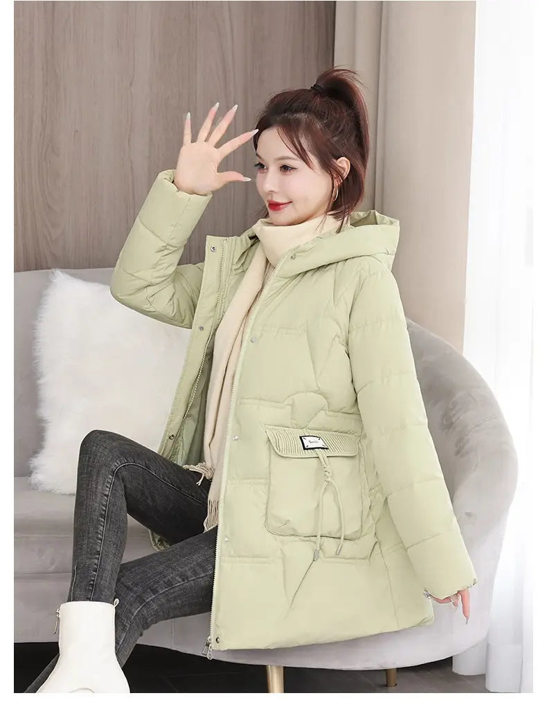 Hooded Down Coat Mid-length Thickened