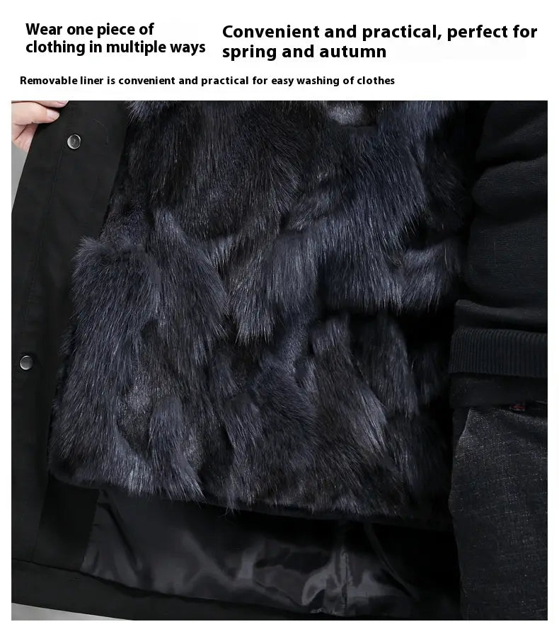 Fox Inner Pot Raccoon Hair Collar Fur Coat