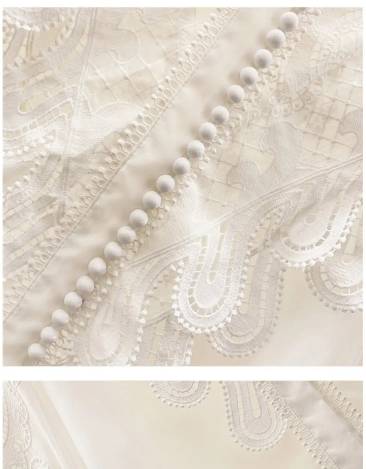 Women’s Embroidered Ruffle Stand Collar Lace Stitching White Shirt