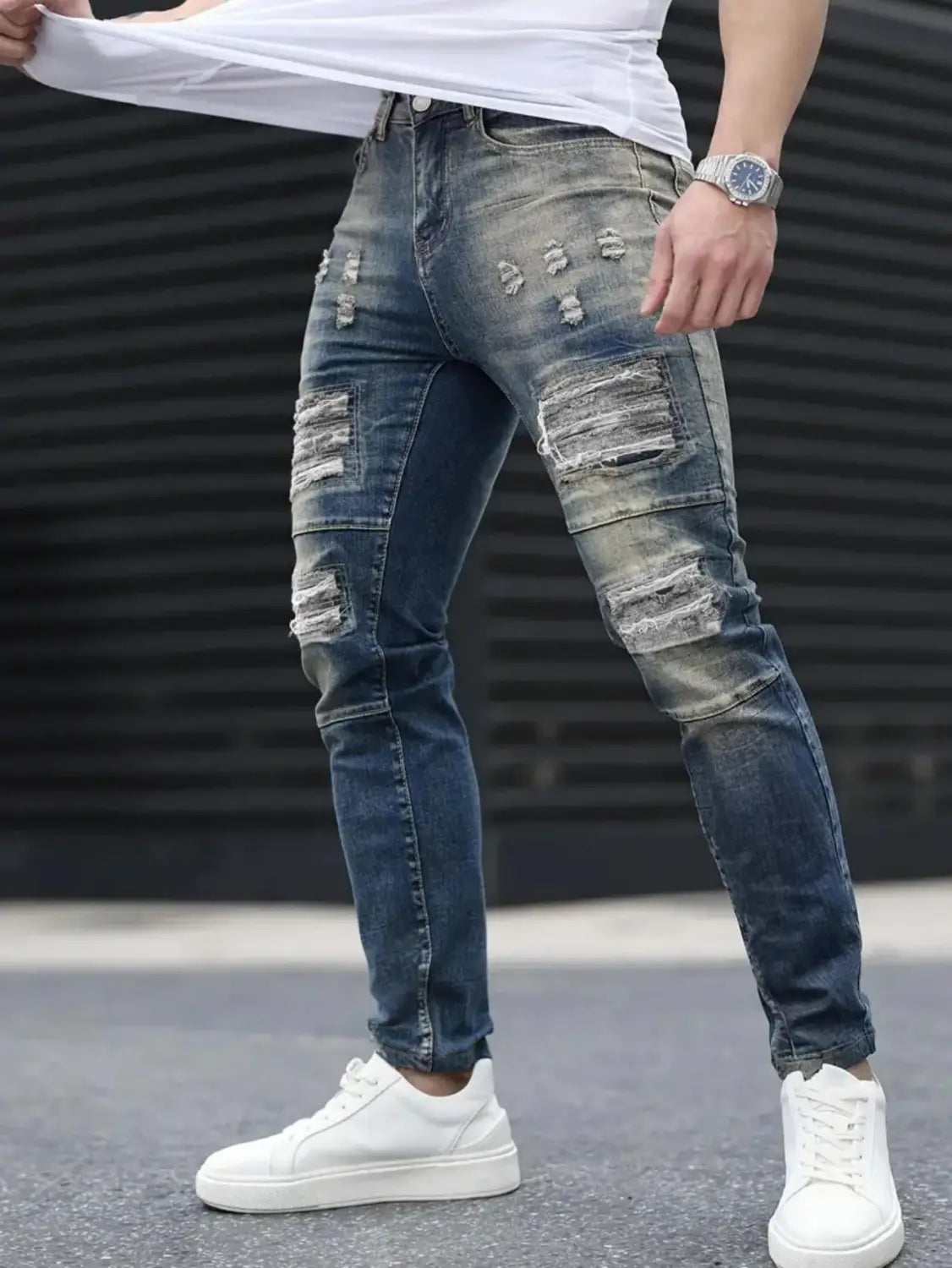 Men’s Fashion Ripped Cool High Street Jeans