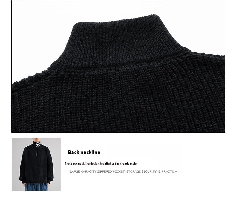 Men’s Turtleneck Half Zipper Thickening Thermal Sweater