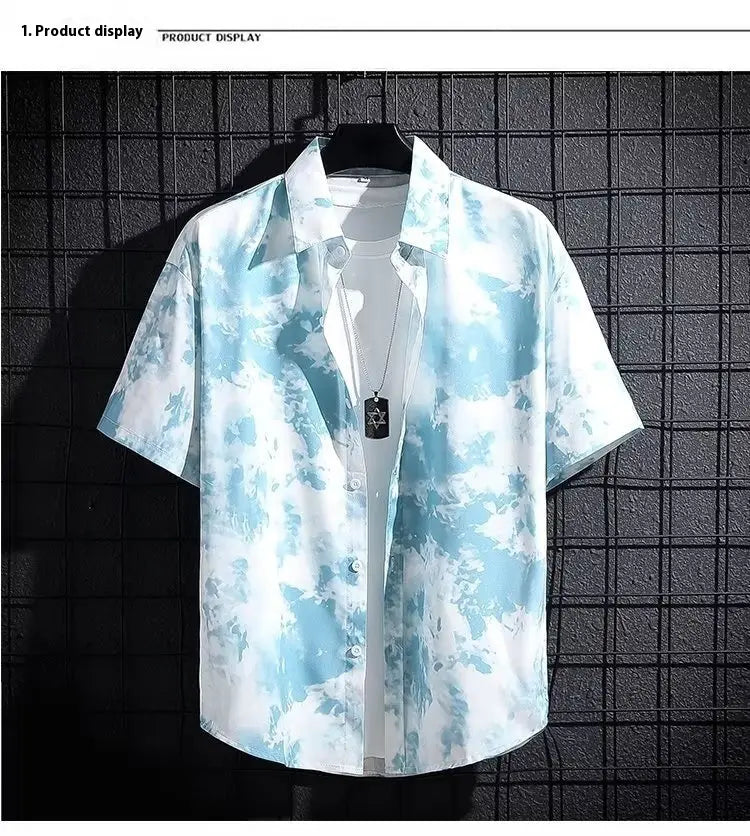 Men’s Ice Silk Breathable Summer High-end Printed Shirt