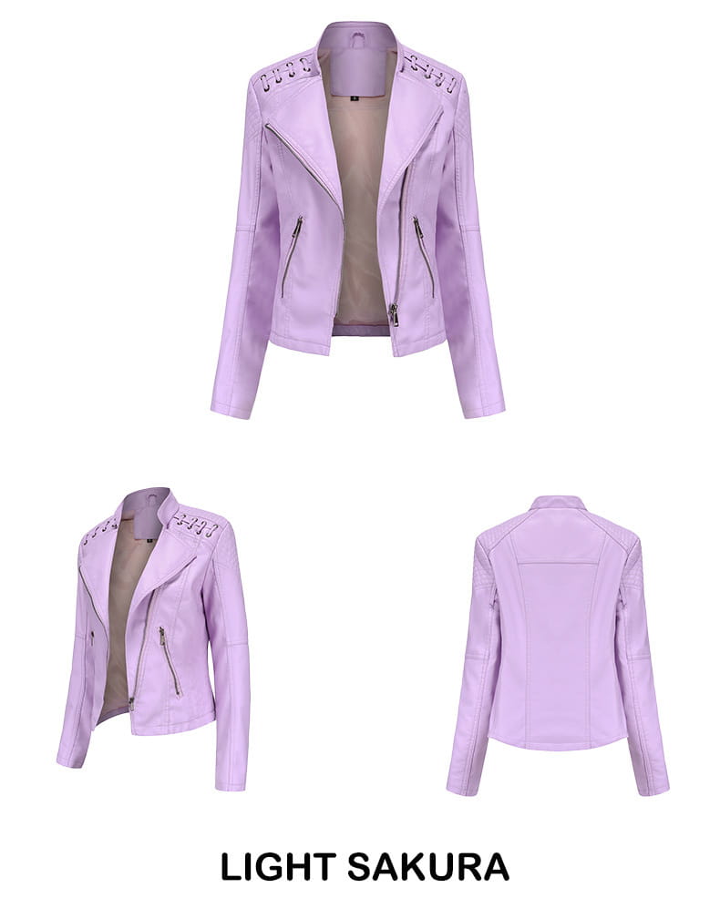 Slim Fit Thin Leather Coat Women’s Motorcycle Clothing
