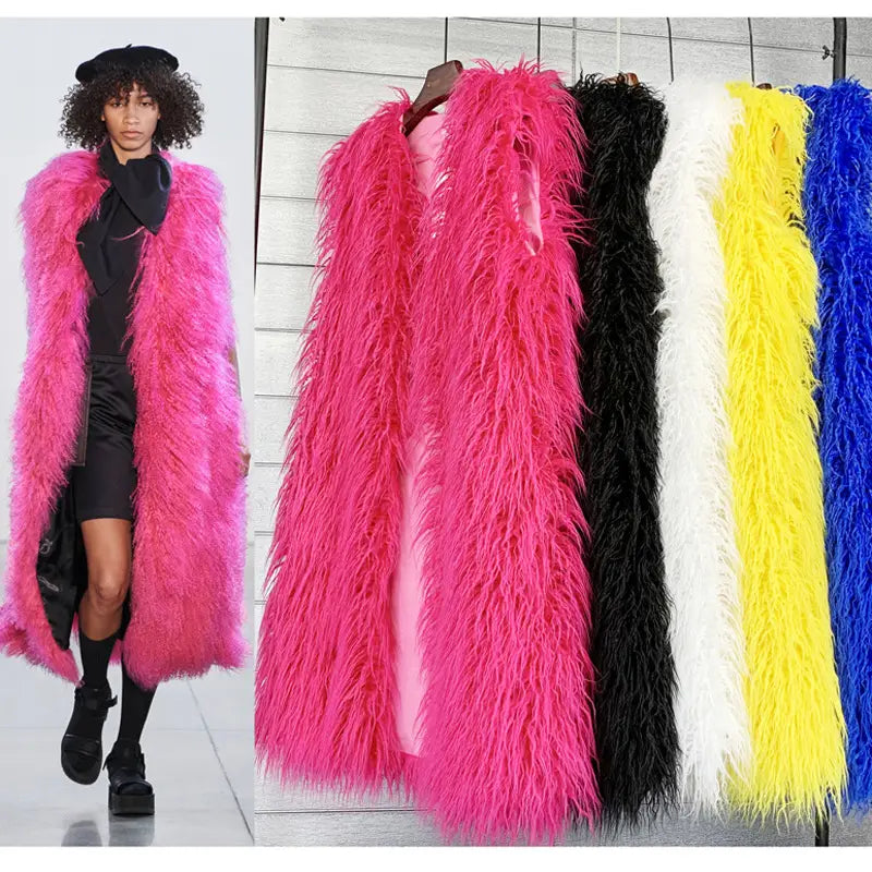 Long Beach Wool Fur Vest Warm Vest Women’s Vest Coat