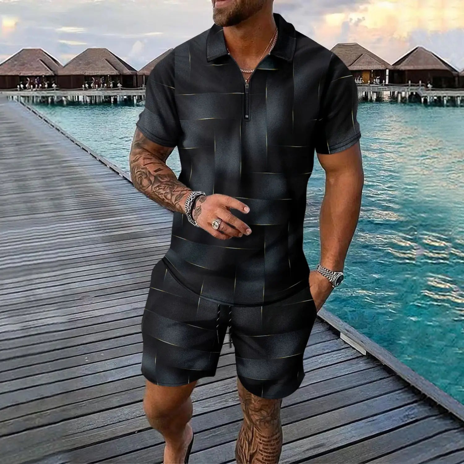 Short-sleeved Shorts Two-piece Sports And Leisure Men’s Suit