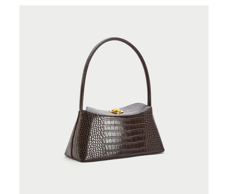 Dark Brown PU Leather Single Shoulder Bag Luxury Clothing
