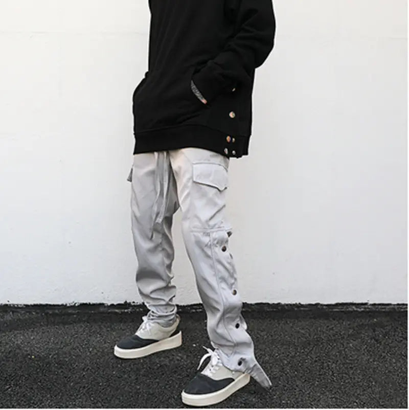 Breasted Slit Streamer Nylon Straight Overalls
