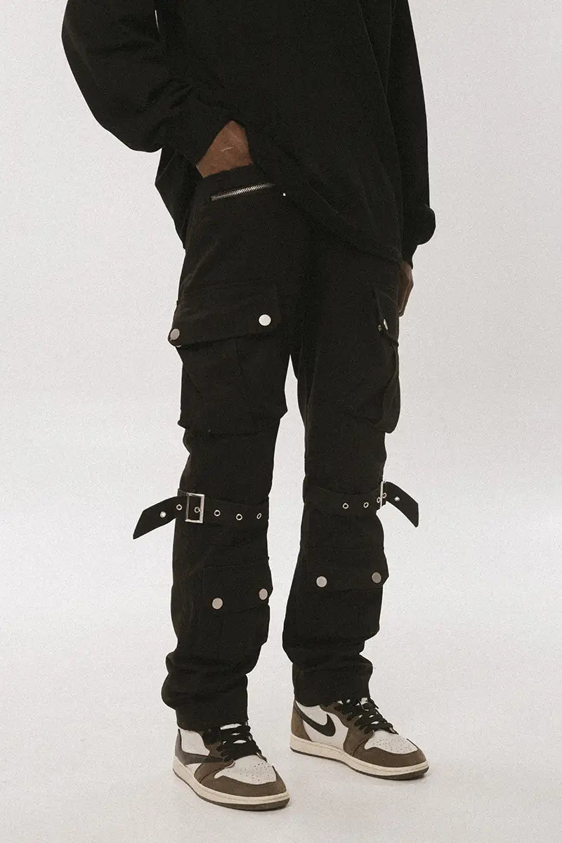 Black And Brown Multi-Pocket Trousers