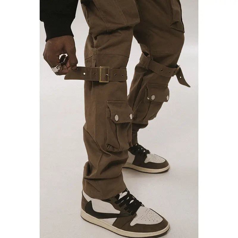Black And Brown Multi-Pocket Trousers