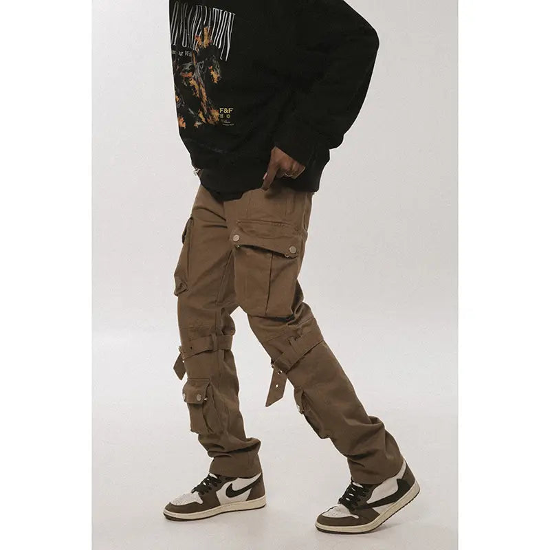 Black And Brown Multi-Pocket Trousers