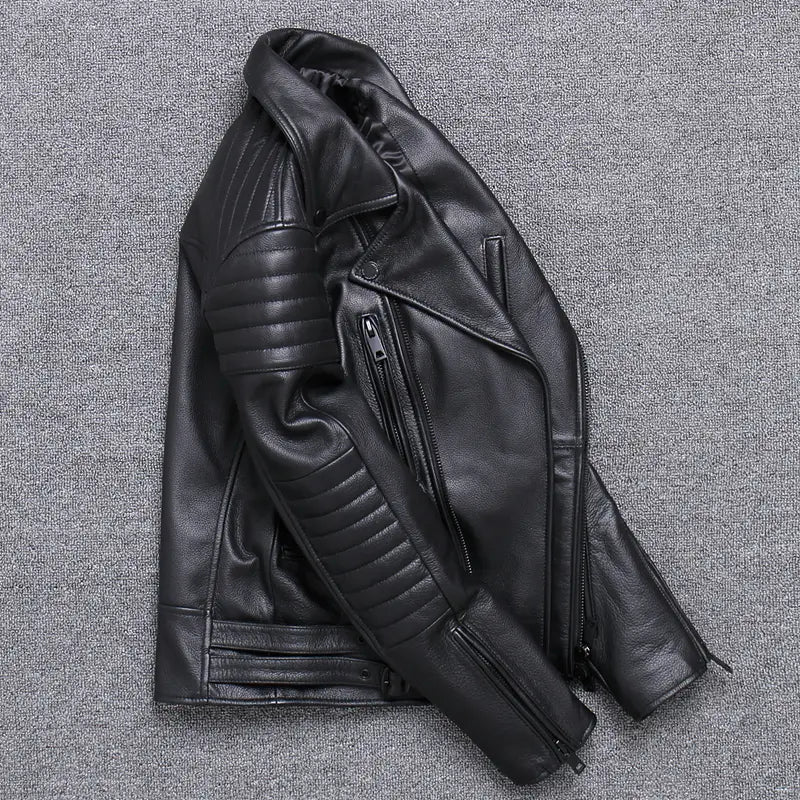 Fashion Men’s Leather Diagonal Zipper Jacket
