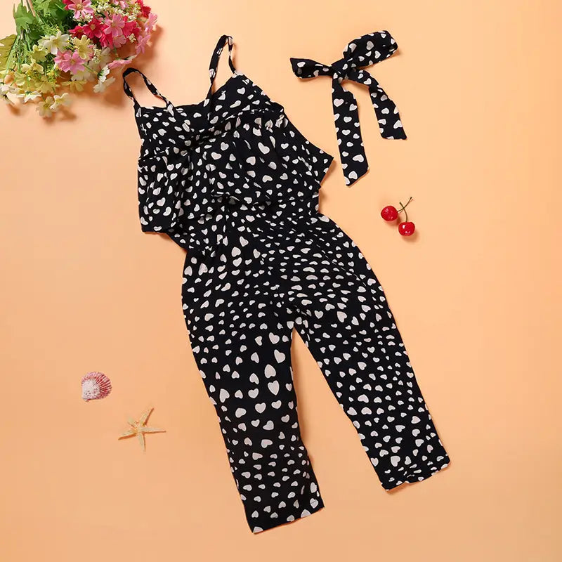 Foreign Trade Children’s Clothing Wholesale New Girls’ Clothing Trendy Cool Girls Love Suspender Jumpsuit Suit One Drop
