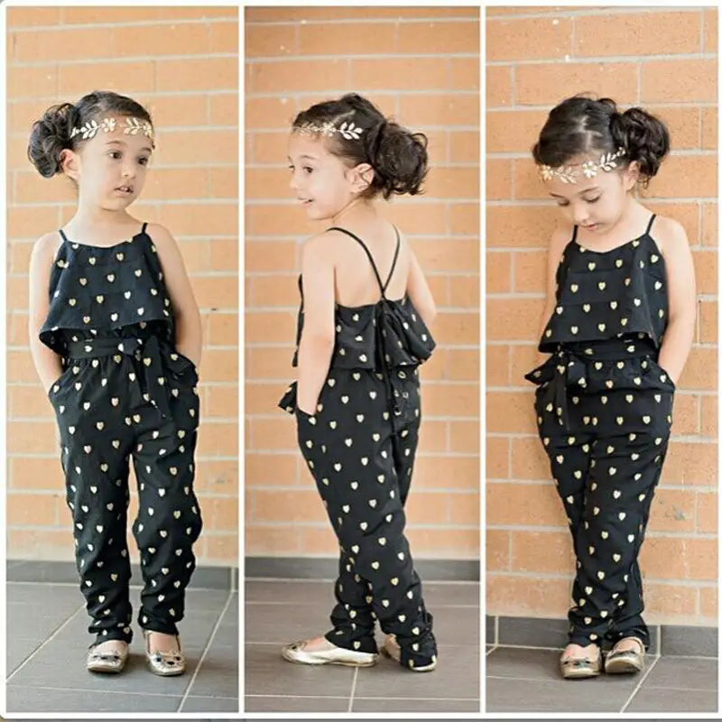 Foreign Trade Children’s Clothing Wholesale New Girls’ Clothing Trendy Cool Girls Love Suspender Jumpsuit Suit One Drop