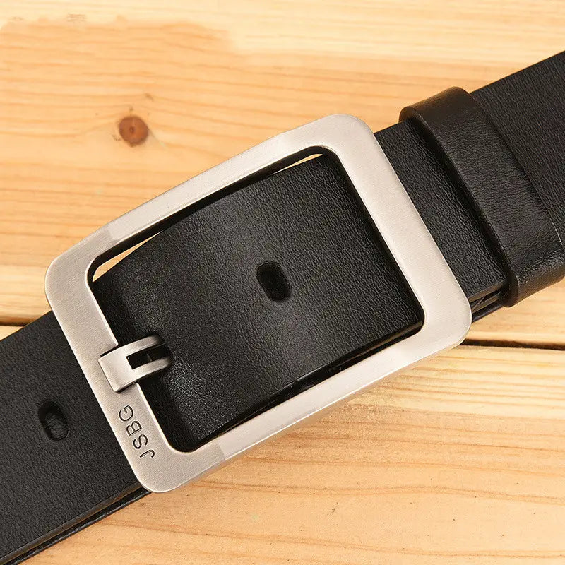Men’S Pin Buckle Pure Leather Belt