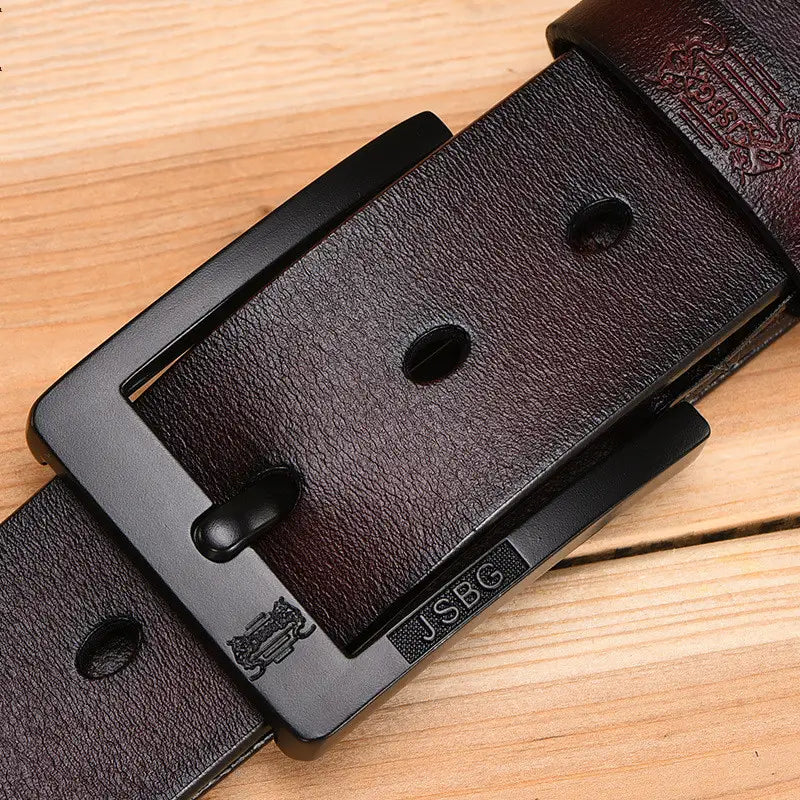 Men’S Pin Buckle Pure Leather Belt