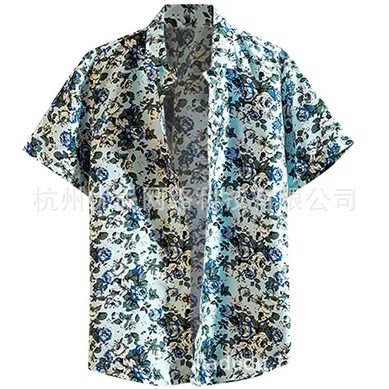 Fashion Lapel Autumn And Winter Printing Long-sleeved Casual Flower Shirt Plus Size Top