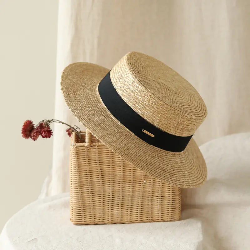 Net Red Flat-Top Straw Hat Female Summer England All-Match Straw Hat
