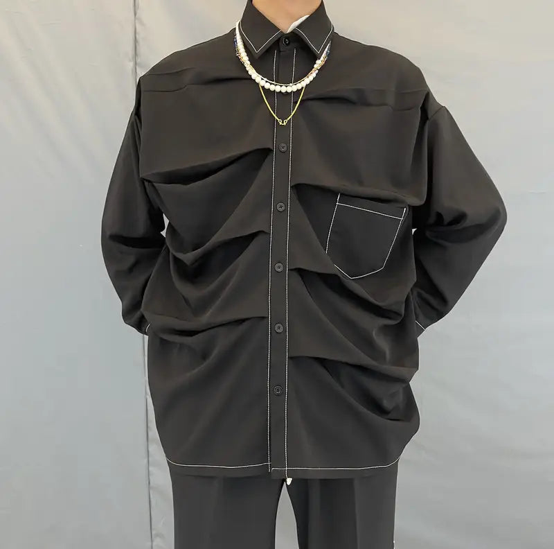 Irregular Twisted Shirt Drape Long-sleeved Shirt
