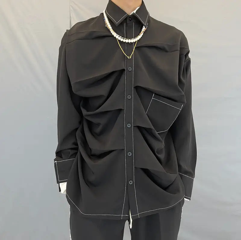 Irregular Twisted Shirt Drape Long-sleeved Shirt