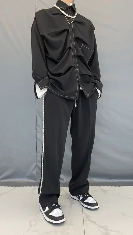 Irregular Twisted Shirt Drape Long-sleeved Shirt