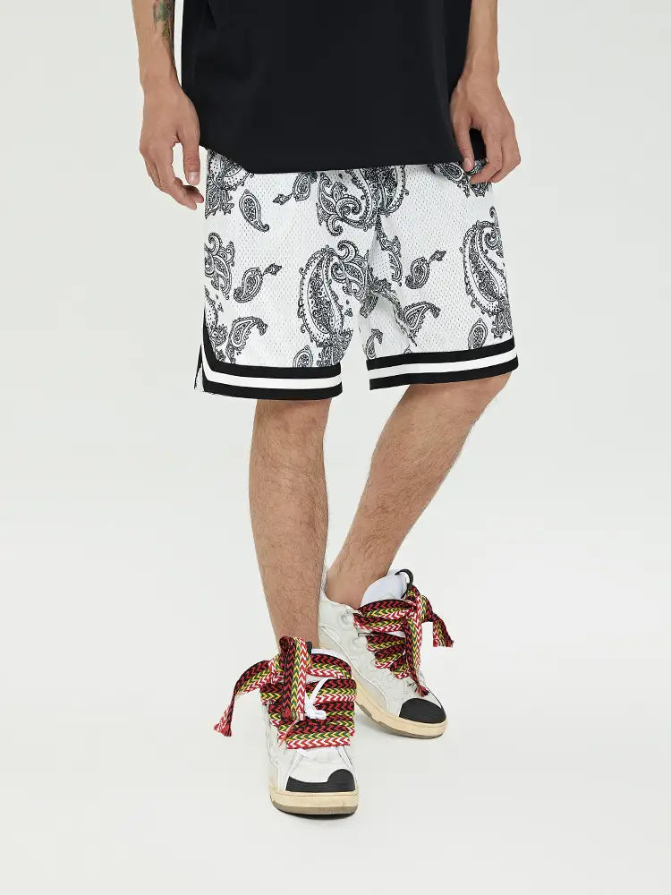 Breathable Mesh Material Full Printed Cashew Shorts