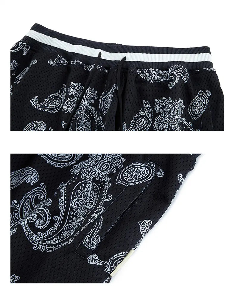 Breathable Mesh Material Full Printed Cashew Shorts