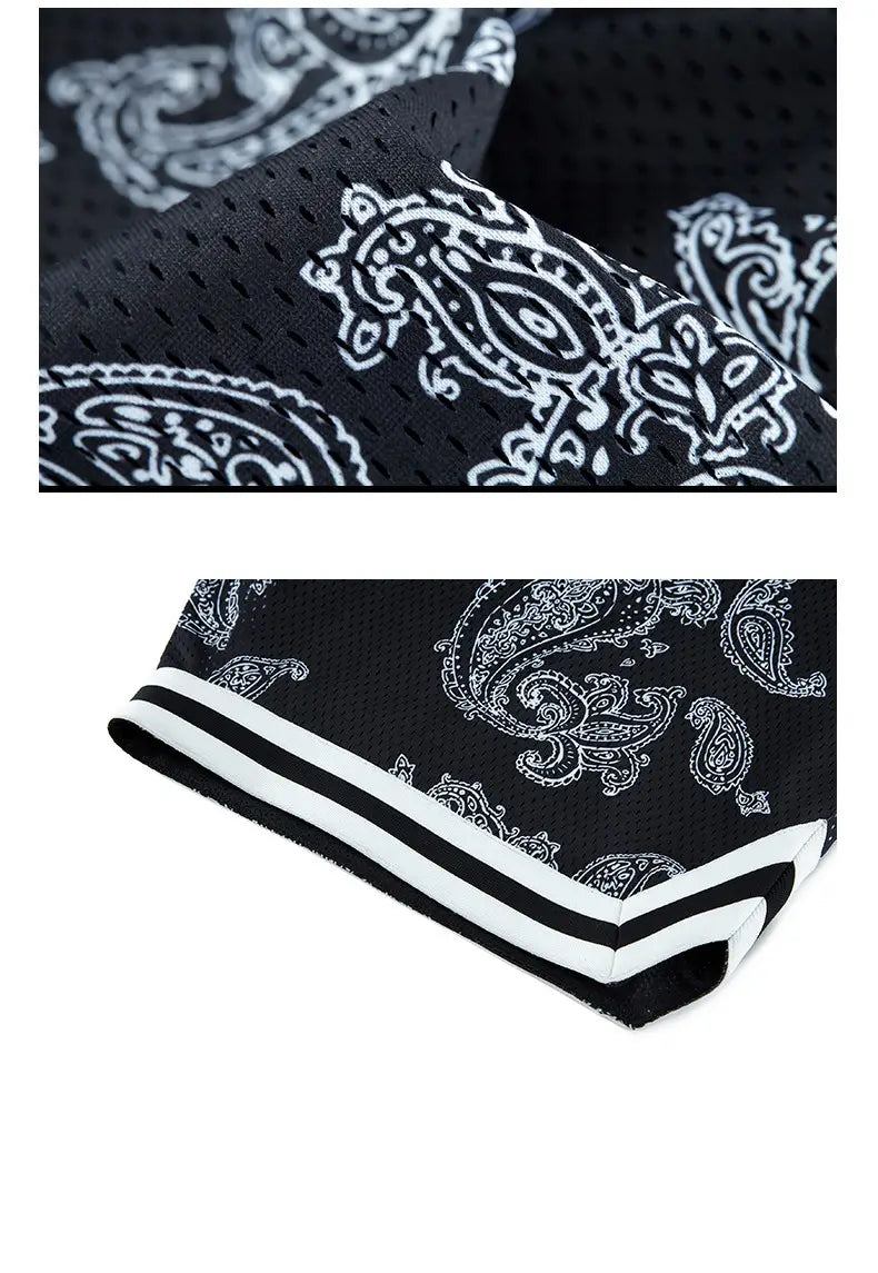 Breathable Mesh Material Full Printed Cashew Shorts