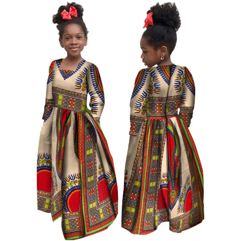 African Girl’s Dress Cotton Long-sleeved Daxiji Dress
