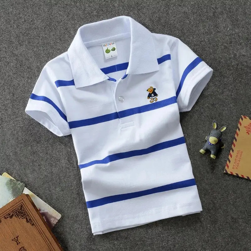 CUHK Children’s T-shirt Cotton Striped Lapel Polo Shirt