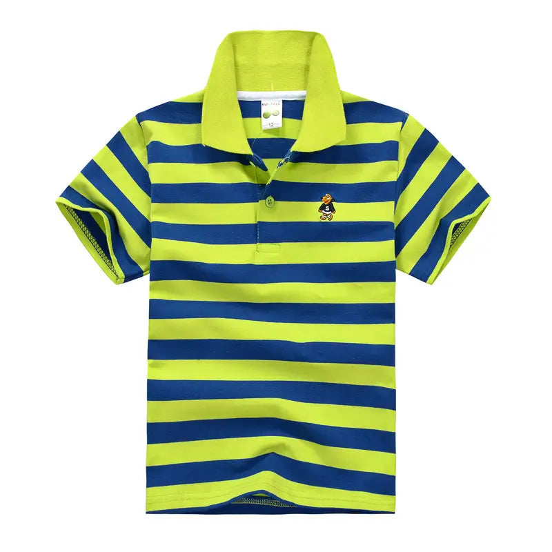CUHK Children’s T-shirt Cotton Striped Lapel Polo Shirt