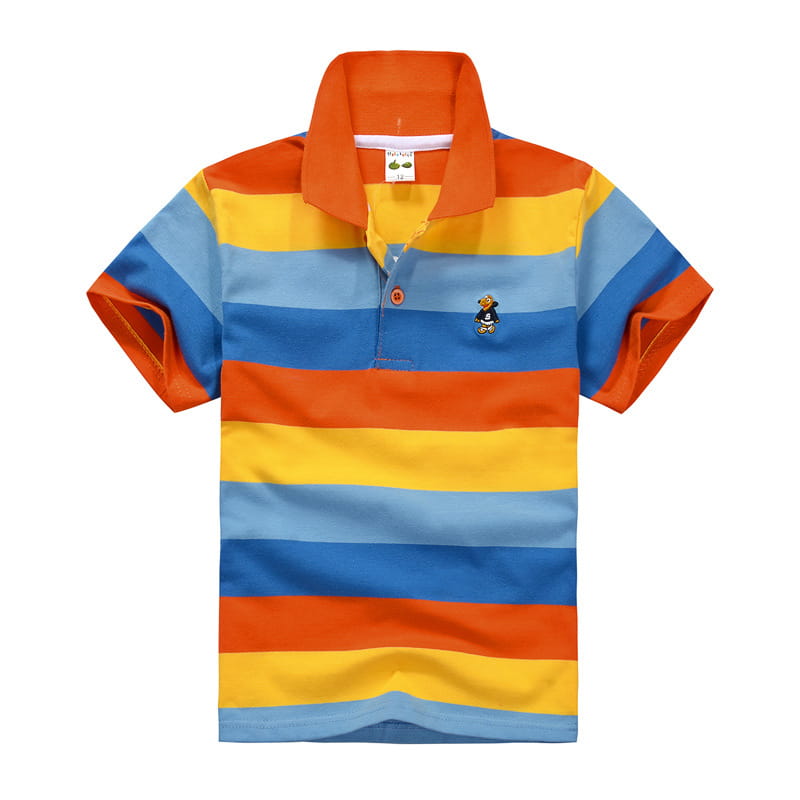 CUHK Children’s T-shirt Cotton Striped Lapel Polo Shirt