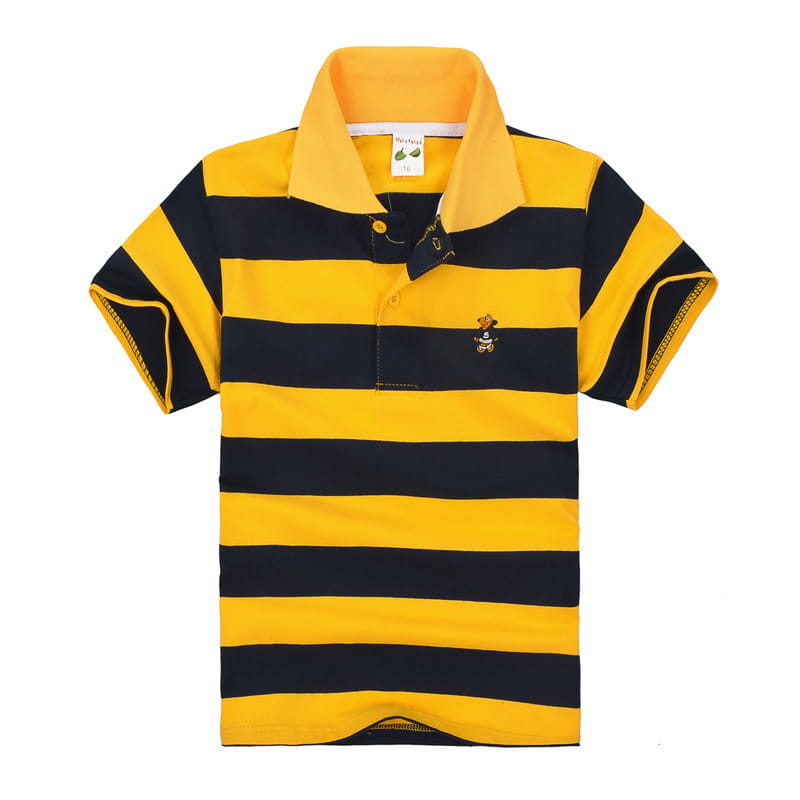 CUHK Children’s T-shirt Cotton Striped Lapel Polo Shirt