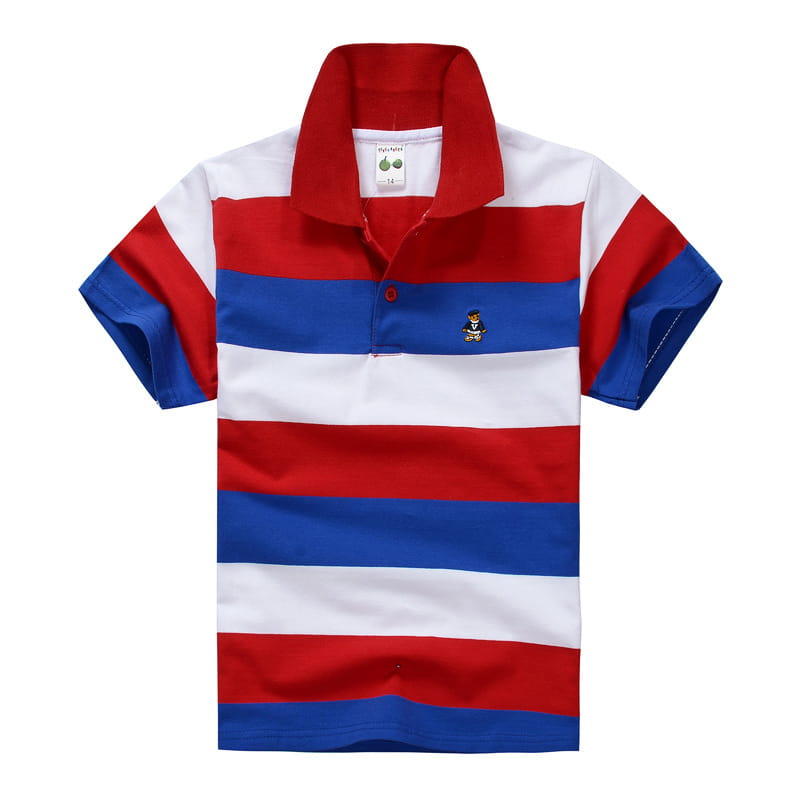 CUHK Children’s T-shirt Cotton Striped Lapel Polo Shirt