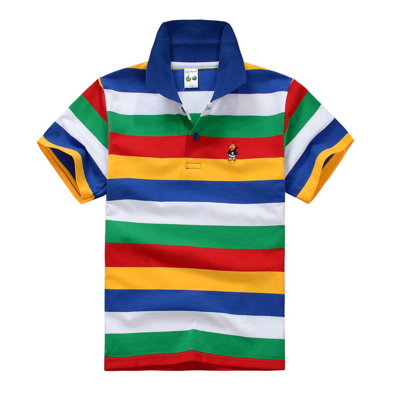 CUHK Children’s T-shirt Cotton Striped Lapel Polo Shirt