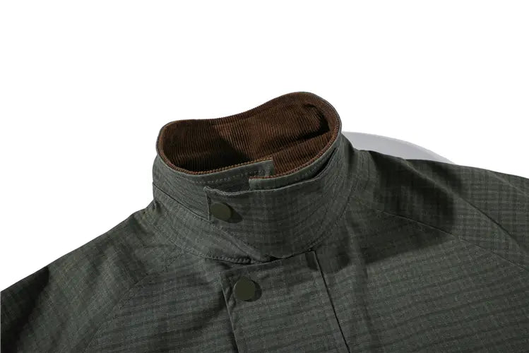 Retro Corduroy Lapel Workwear Plaid Casual Loose Jacket