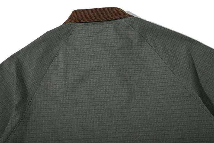 Retro Corduroy Lapel Workwear Plaid Casual Loose Jacket
