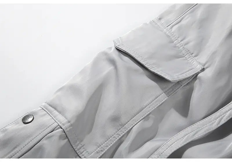 Breasted Slit Streamer Nylon Straight Overalls