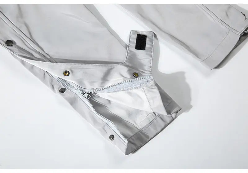 Breasted Slit Streamer Nylon Straight Overalls