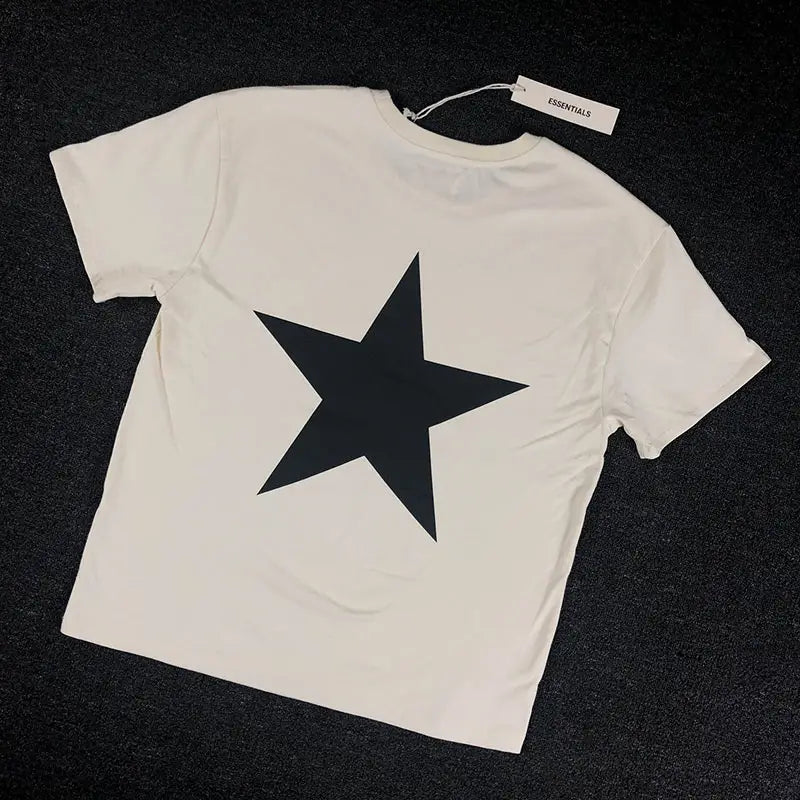 Five-pointed star double line T-shirt high street loose trend
