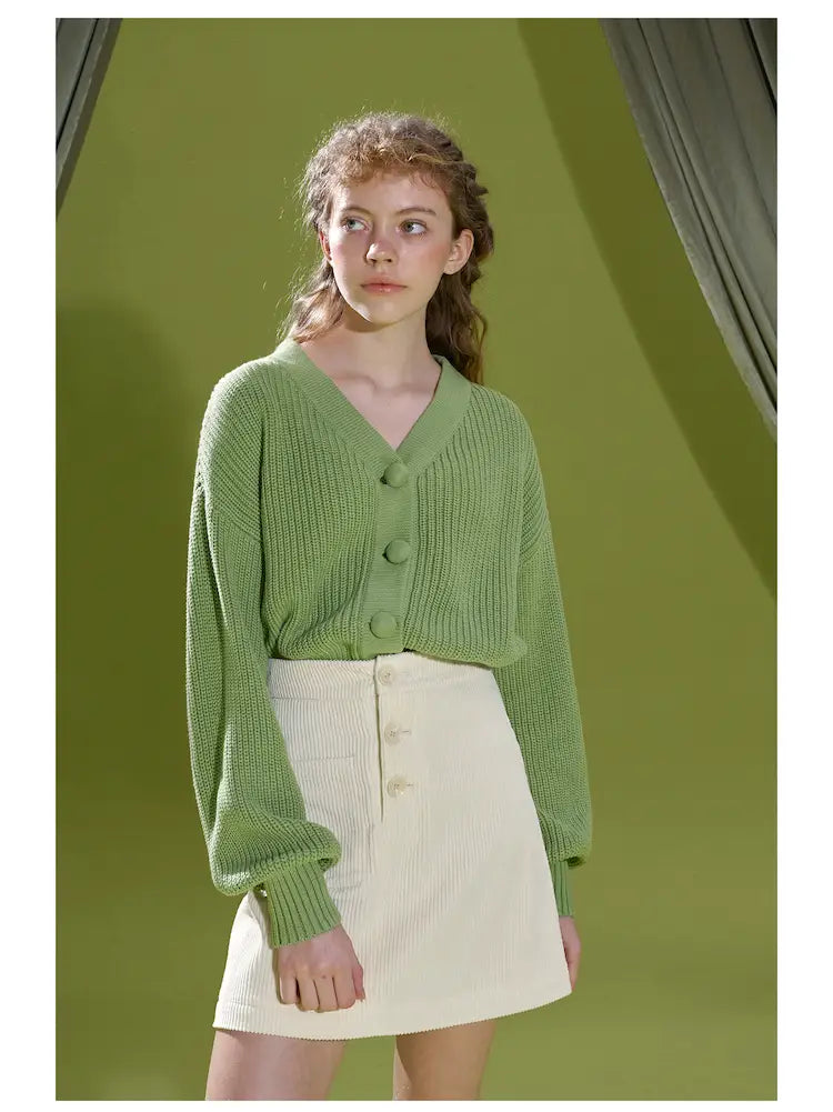 Grass green sweater cardigan sweater