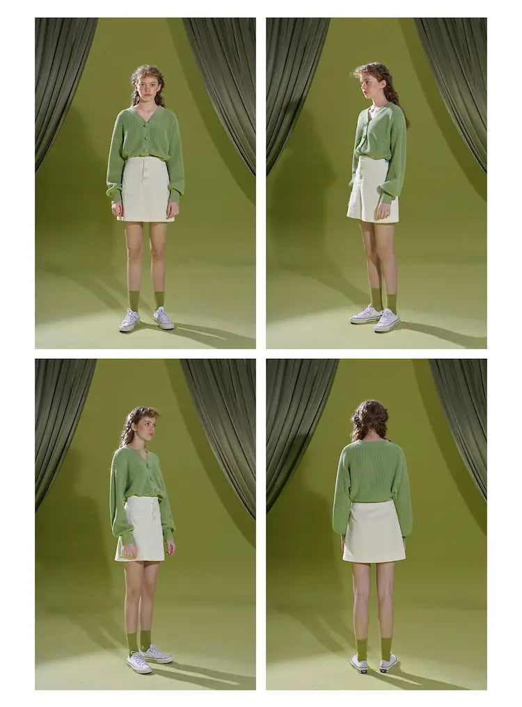 Grass green sweater cardigan sweater