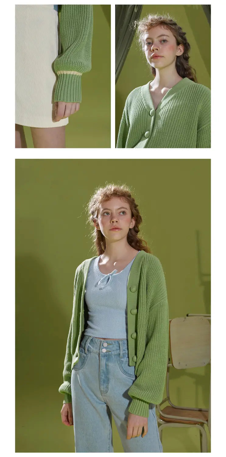 Grass green sweater cardigan sweater